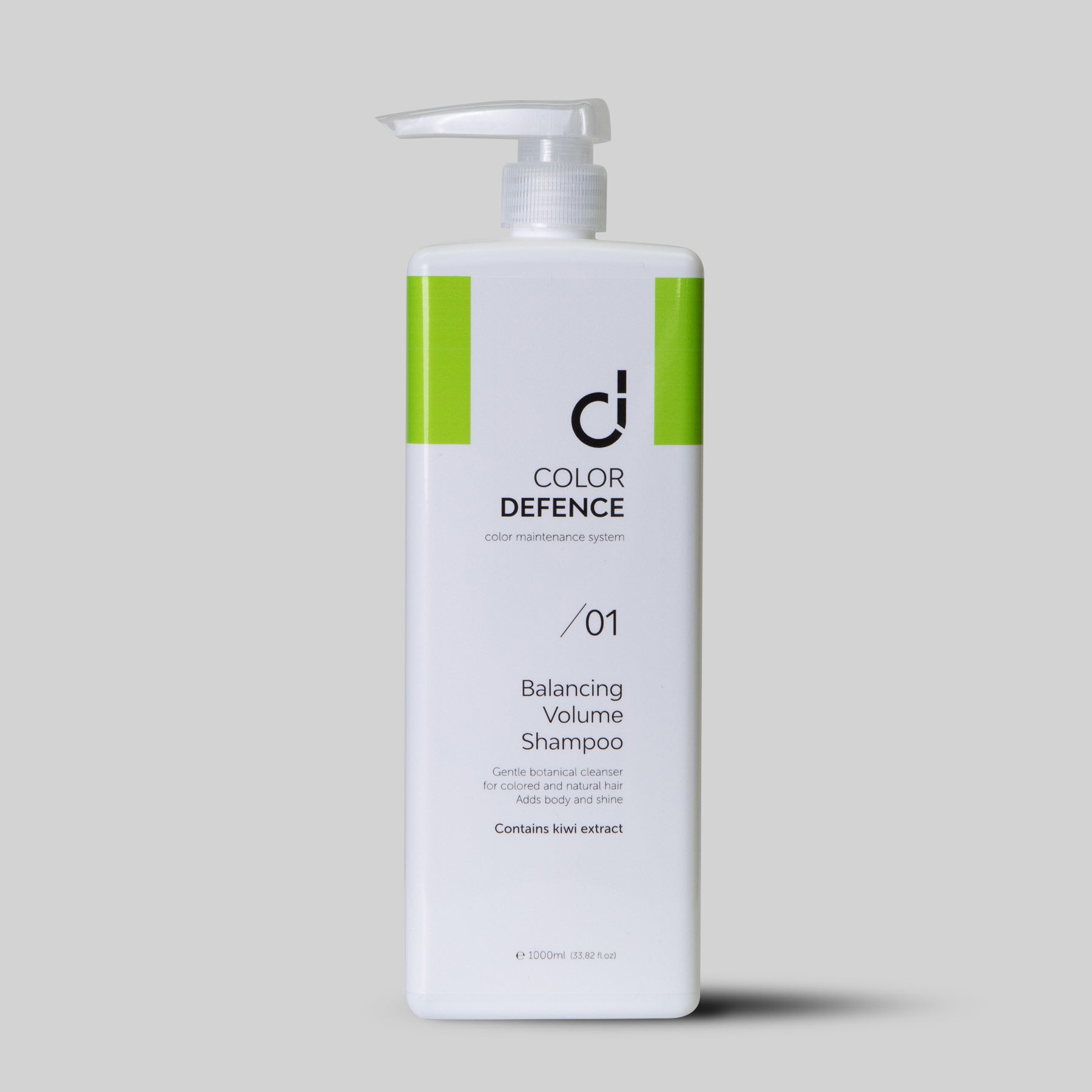 Colour Defence Balancing Volume Shampoo-Cleanses and prepares hair for our 3 step colour maintenance system. A gentle daily shampoo for natural & fine hair. Reduces oxidation, protects against free radical and environmental damage. A gentle botanical cleanser that adds body and shine.  Contains Kiwi Extract & Vitamin E.1234