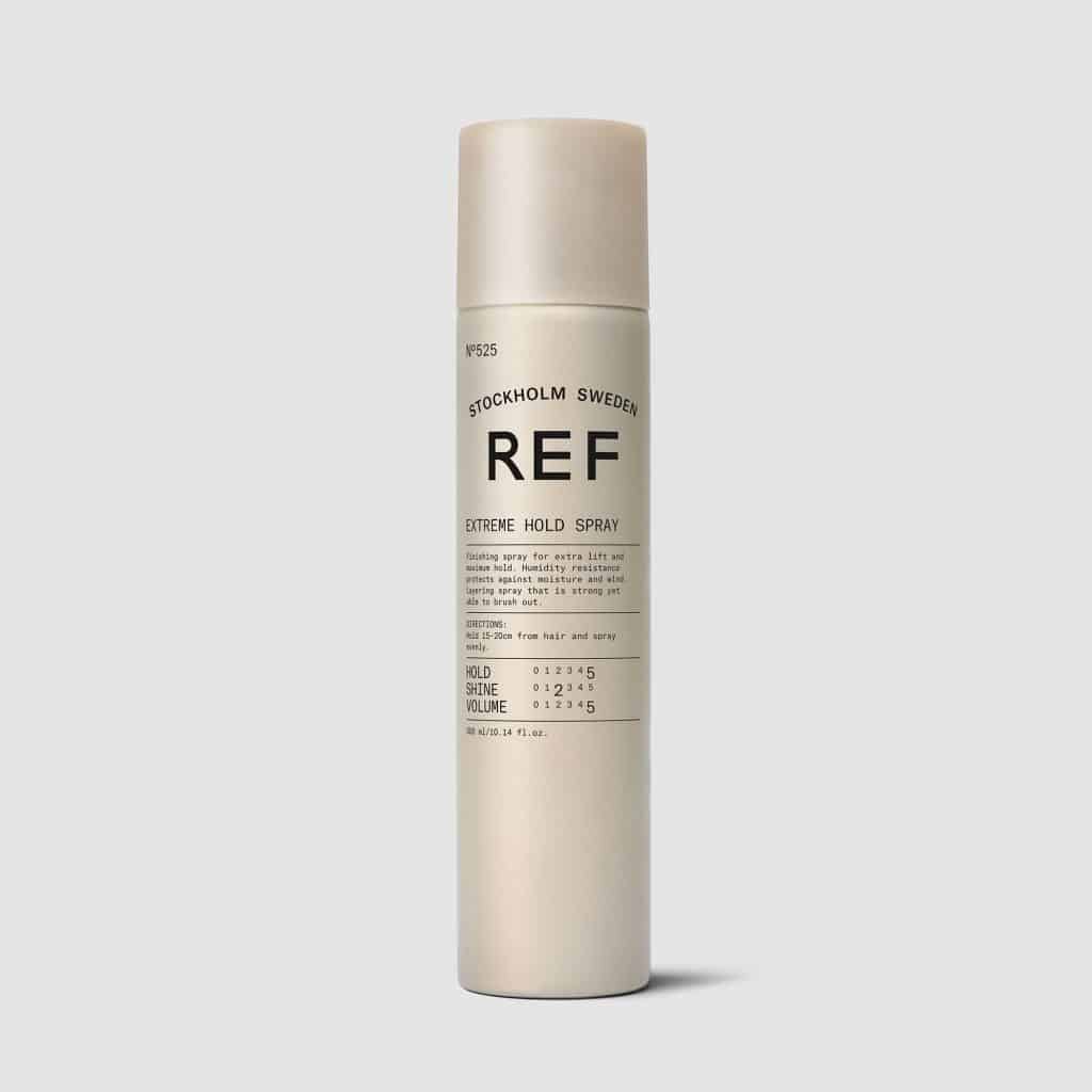 REF Extreme Hold Spray N°525: Hair spray with maximun hold for hairstyles that require a lot of control and volume. Humidity and wind resistant. Easy to brush out. Strong layering spray, perfect for detail styling. 100% Vegan. Paraben free. Sulphate free. Color preserving.1234