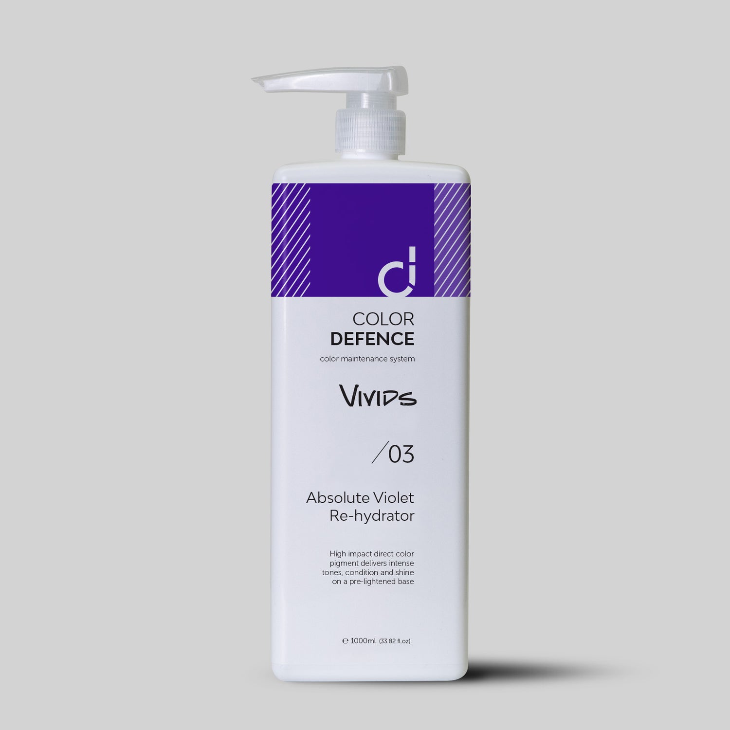 Color Defence Vivids Absolute Violet Re-hydrator. Vivids color depositing re-hydrators can be used alone mixed or diluted. Create unique personalised high intensity tones. Also use with Color Defence classic range. Prevents color fade, loss of tone &amp; enhances shine. 100% vegan &amp; Sulphate free. Quick, easy &amp; accurate.1234