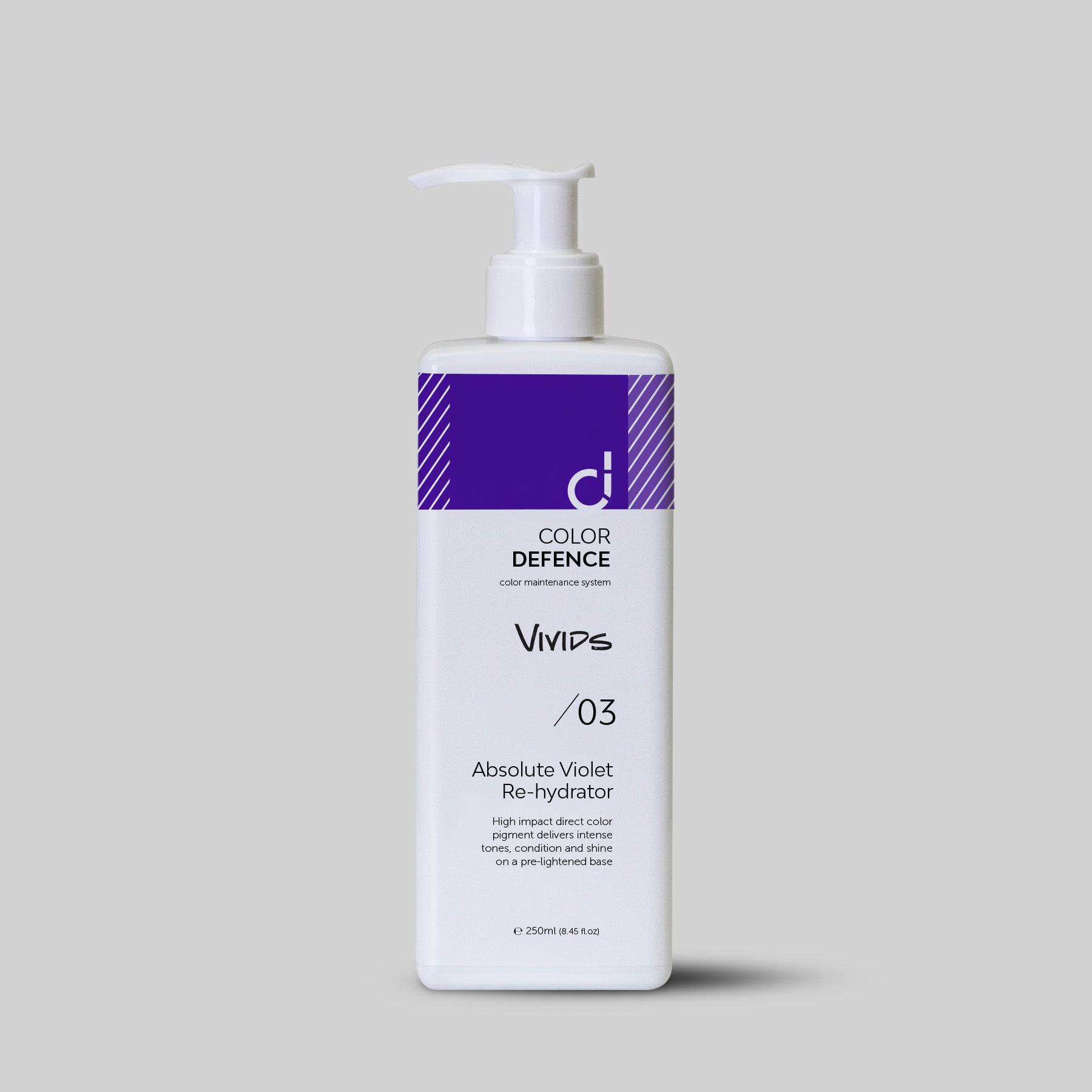 Color Defence Vivids Absolute Violet Re-hydrator. Vivids color depositing re-hydrators can be used alone mixed or diluted. Create unique personalised high intensity tones. Also use with Color Defence classic range. Prevents color fade, loss of tone &amp; enhances shine. 100% vegan &amp; Sulphate free. Quick, easy &amp; accurate.1234