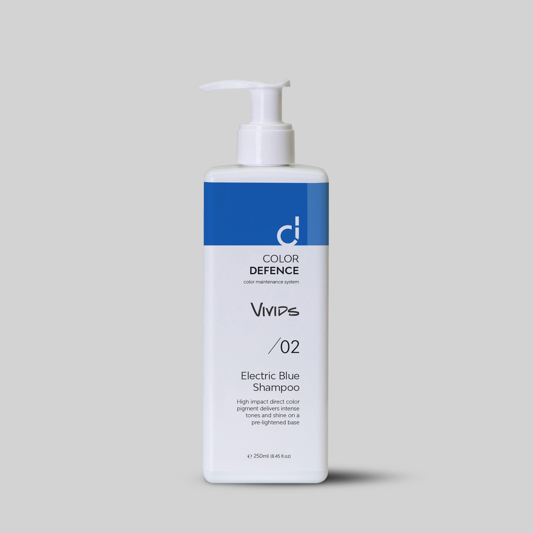 Color Defence Vivids Electric Blue Shampoo. Vivids seven intense color depositing shampoos can be used alone mixed or diluted. Create a unique high intensity tone. Also use to intensify Color Defence classic range. Prevents color fade, loss of tone &amp; enhances shine. 100% vegan &amp; Sulphate free. Quick, easy &amp; accurate.1234