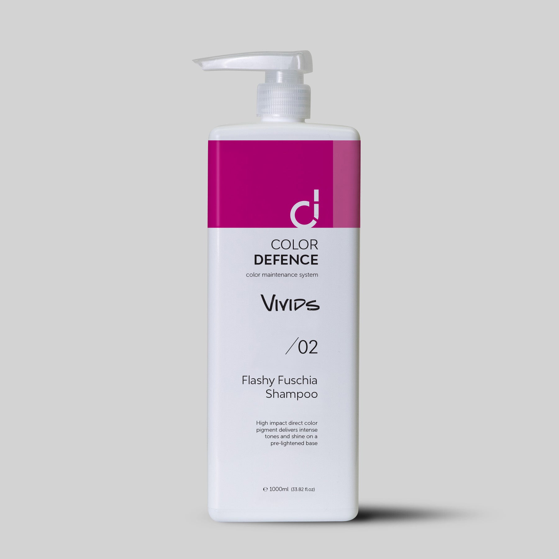 Color Defence Vivids Flashy Fuschia Shampoo. Vivids seven intense color depositing shampoos can be used alone mixed or diluted. Create a unique high intensity tone. Also use to intensify Color Defence classic range. Prevents color fade, loss of tone &amp; enhances shine. 100% vegan &amp; Sulphate free. Quick, easy &amp; accurate.1234