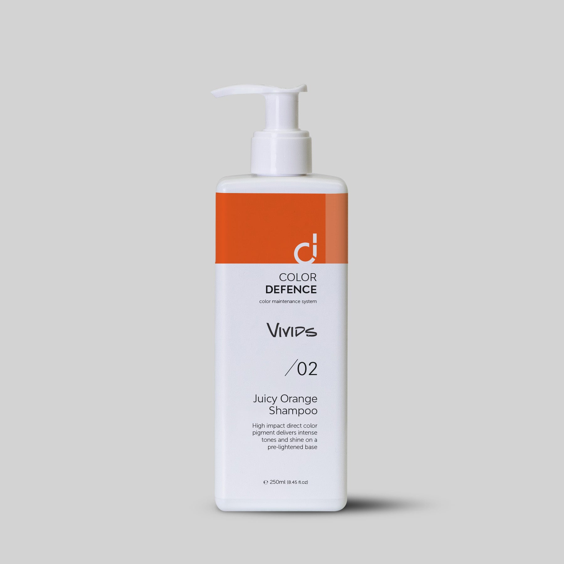 Color Defence Vivids Juicy Orange Shampoo. Vivids seven intense color depositing shampoos can be used alone mixed or diluted. Create a unique high intensity tone. Also use to intensify Color Defence classic range. Prevents color fade, loss of tone &amp; enhances shine. 100% vegan &amp; Sulphate free. Quick, easy &amp; accurate..1234