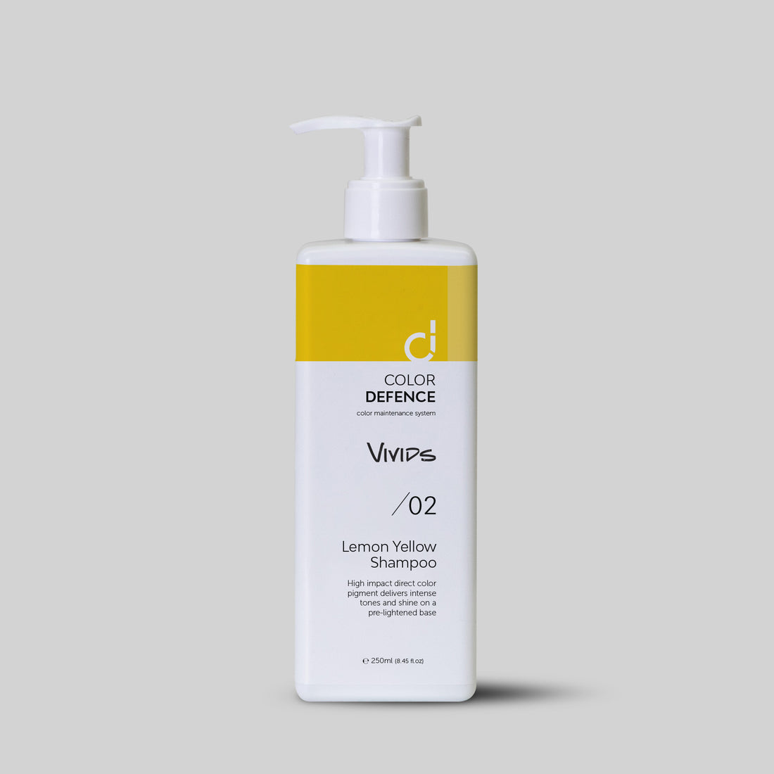 Color Defence Vivids Lemon Yellow Shampoo. Vivids seven intense color depositing shampoos can be used alone mixed or diluted. Create a unique high intensity tone. Also use to intensify Color Defence classic range. Prevents color fade, loss of tone &amp; enhances shine. 100% vegan &amp; Sulphate free. Quick, easy &amp; accurate.1234