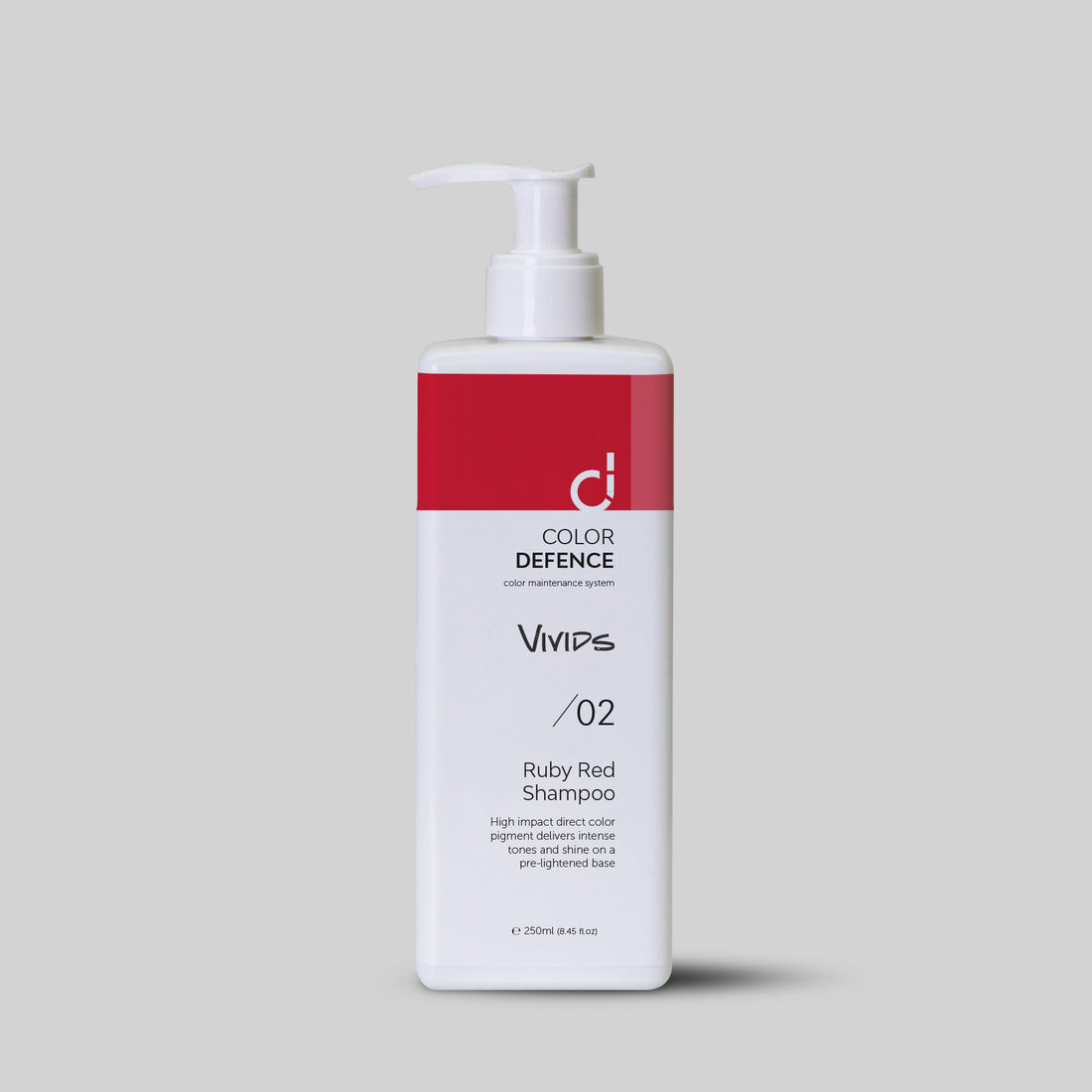 Color Defence Vivids Ruby Red Shampoo. Vivids seven intense color depositing shampoos can be used alone mixed or diluted. Create a unique high intensity tone. Also use to intensify Color Defence classic range. Prevents color fade, loss of tone &amp; enhances shine. 100% vegan &amp; Sulphate free. Quick, easy &amp; accurate.1234