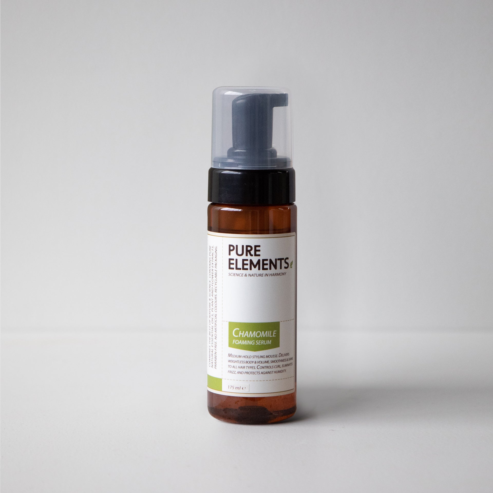 Medium-hold styling mousse. Delivers weightless body, volume, smoothing shine to all hair types. Controls curl, frizz &amp; protects against humidity. Pure essential oils &amp; natural extracts. Chamomile soothes, conditions, moisturises hair &amp; skin. Hydrolysed Wheat Protein &amp; Panthenol for hair strength, moisture retention..234