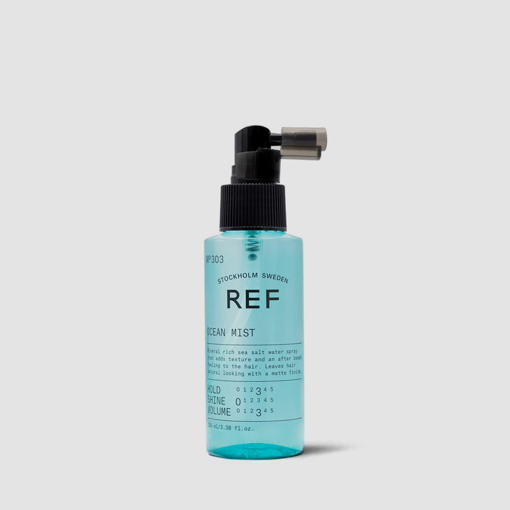 REF Ocean Mist N°303: Texturizing spray that gives an after beach feel to hair. Mineral-rich sea salt spray that adds texture and a soft natural look with a matte finish. Helps manage curls. Creates texture and density. Great for updo’s. 100% Vegan Paraben Free Sulphate free Colour preserving.1234
