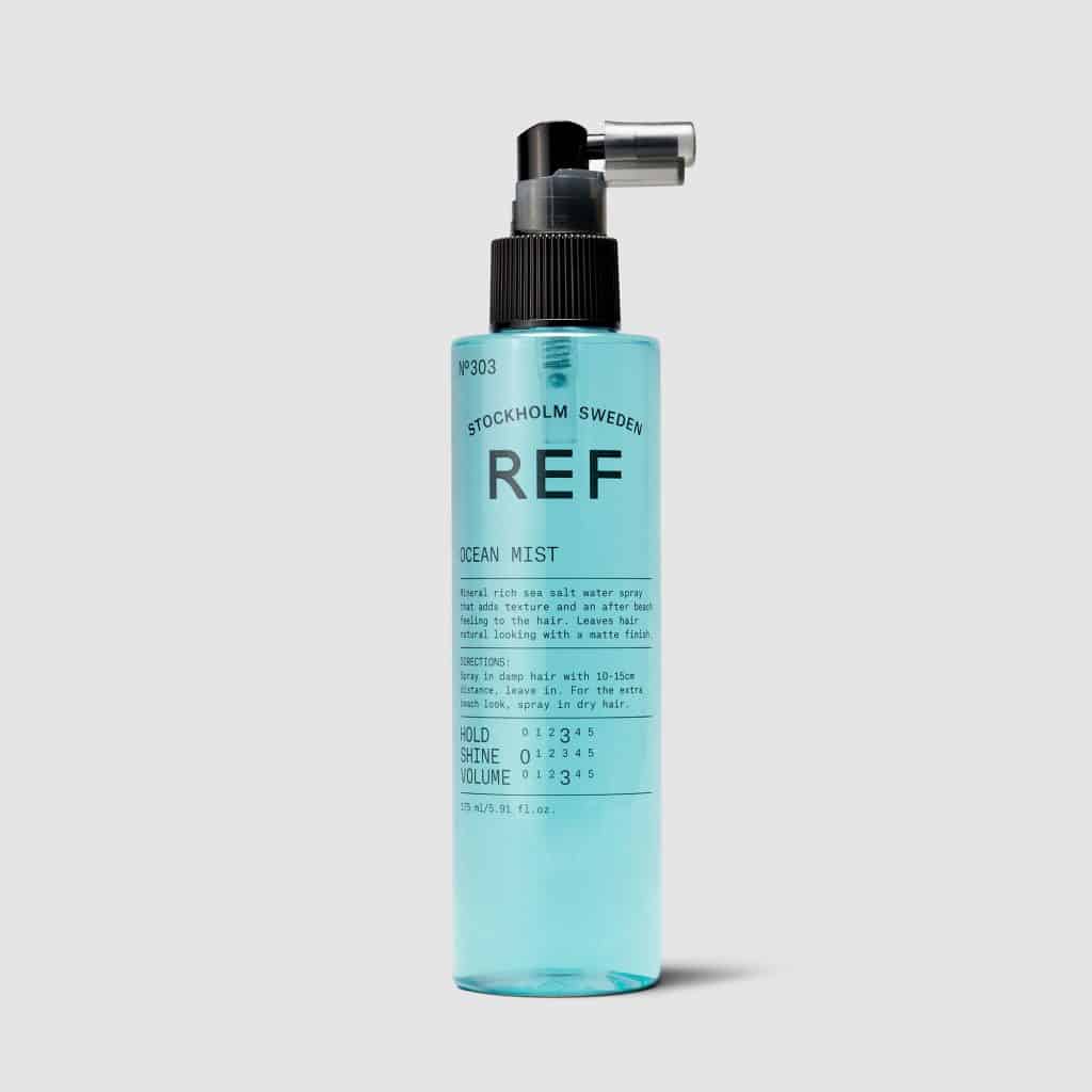 REF Ocean Mist N°303: Texturizing spray that gives an after beach feel to hair. Mineral-rich sea salt spray that adds texture and a soft natural look with a matte finish. Helps manage curls. Creates texture and density. Great for updo’s. 100% Vegan Paraben Free Sulphate free Colour preserving.1234
